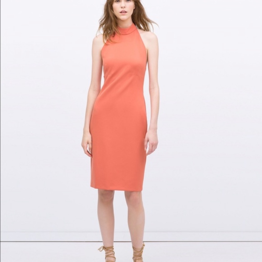 Zara backless peach dress